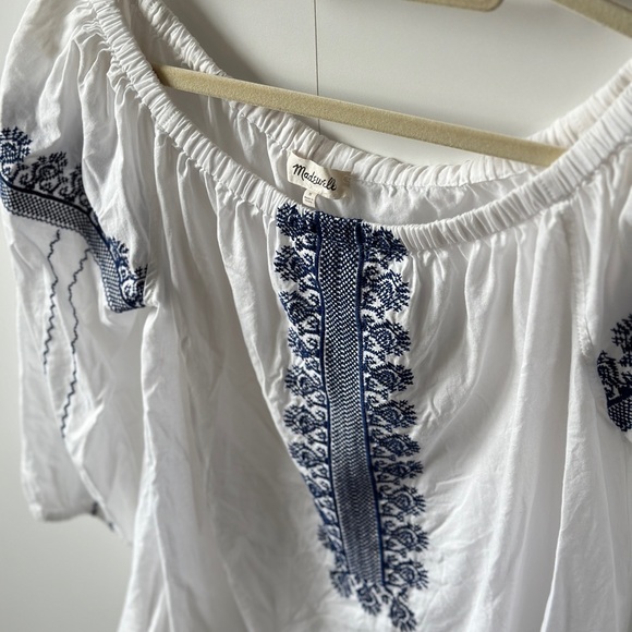 Embroidered White and Blue Blouse - Picture 2 of 2